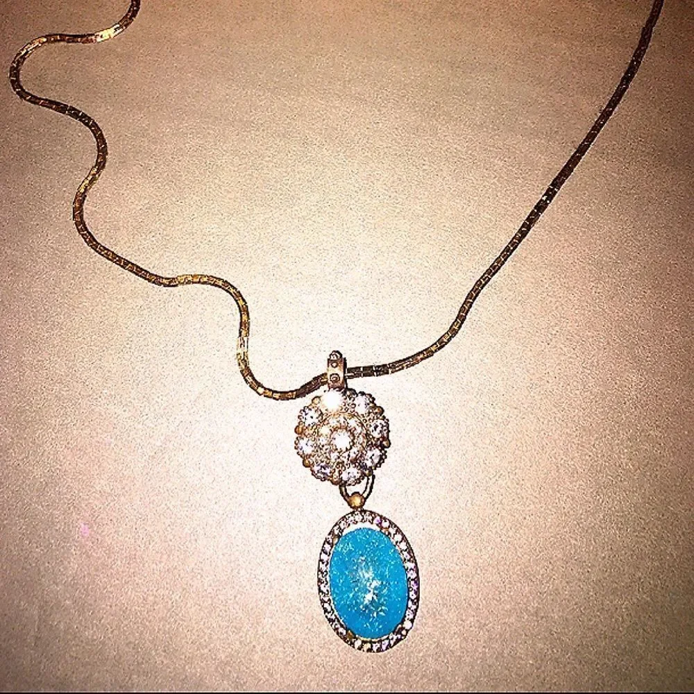 Turquoise Crackled Topaz and White Topaz Necklace
